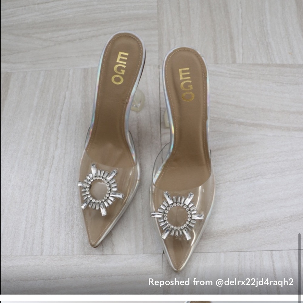 Ego New Studded Pointed Toe Transparent Thin Heels - image 1